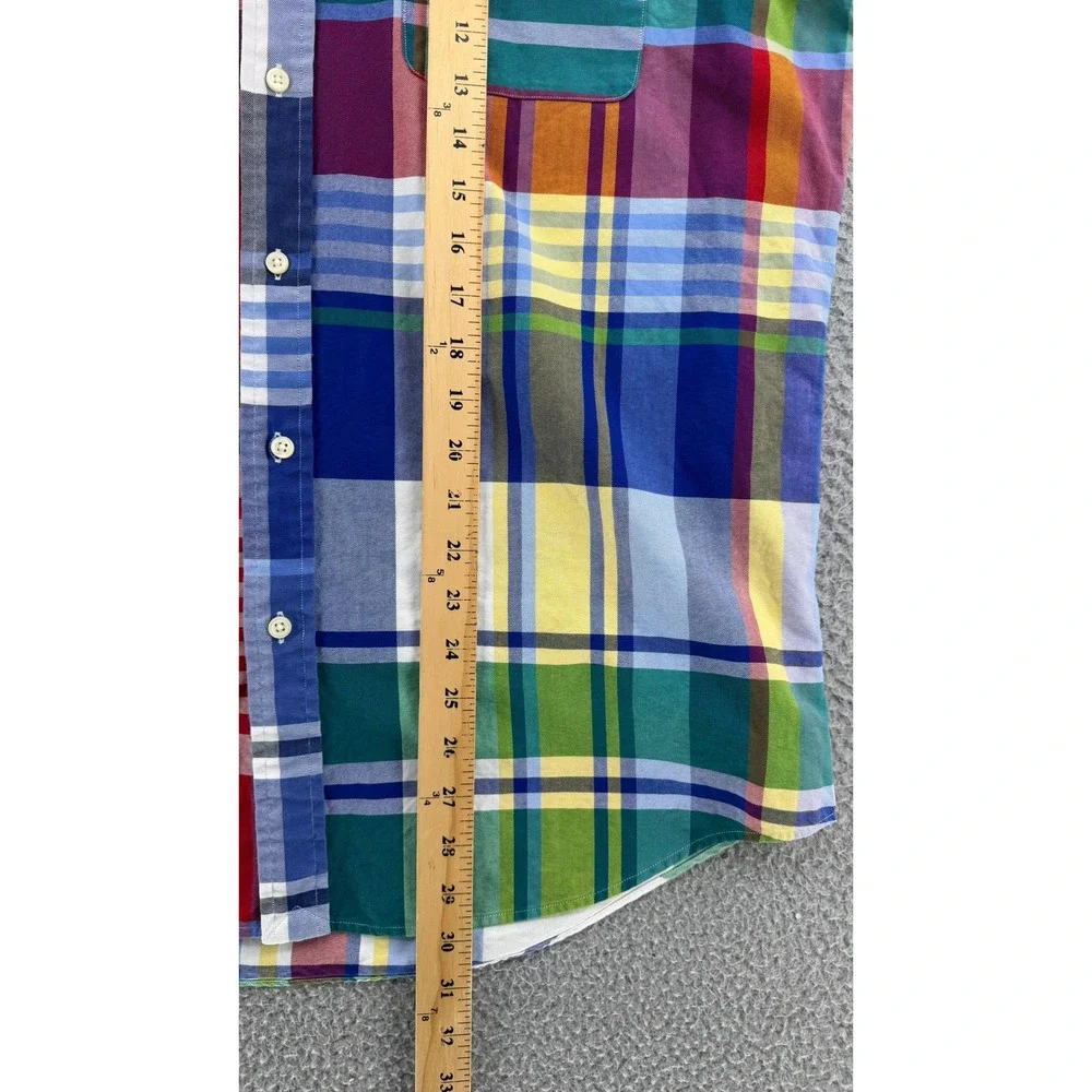 Polo Ralph Lauren Men L Classic Fit Patchwork Plaid Button Down Shirt Multicolor